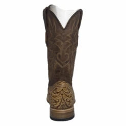 Cowtown® Men's Oryx Hand Floral Tooled Brown Square Toe Boots Q6152 -Western Cowboy Equipment Q6152 1