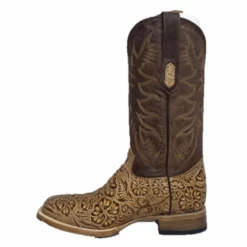 Cowtown® Men's Oryx Hand Floral Tooled Brown Square Toe Boots Q6152 -Western Cowboy Equipment Q6152 4