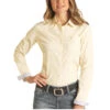 Panhandle® Ladies Micro Pinstripe Print Yellow Button Down Shirt R4B3291 2 Panhandle® Ladies Micro Pinstripe Print Yellow Button Down Shirt R4B3291 -Western Cowboy Equipment R4B3291