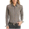 Panhandle Rough Stock Ladies Dobby Plaid Dark Grey Snap Shirt R4S1230 1 Panhandle Rough Stock Ladies Dobby Plaid Dark Grey Snap Shirt R4S1230 -Western Cowboy Equipment R4S1230