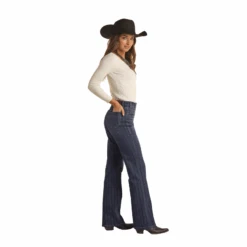 Rock & Roll Denim® Ladies Jacquard High Rise Dark Wash Jeans RRWD4HR0G4 6 Rock & Roll Denim® Ladies Jacquard High Rise Dark Wash Jeans RRWD4HR0G4 -Western Cowboy Equipment RRWD4HR0G4c