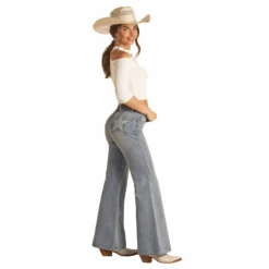 Rock & Roll Denim® Ladies Star Back Flare Jeans RRWD6HR0SO-204 -Western Cowboy Equipment RRWD6HR0SO 204 2