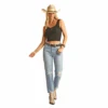 Rock & Roll® Ladies Distressed Straight Crop Light Wash Jeans RRWD9HRZTP -Western Cowboy Equipment RRWD9HRZTP