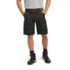 Ariat Mens Rebar Relaxed Durastretch Black Camo Cargo Shorts 10034682 -Western Cowboy Equipment S21 MNS WORK 10034682 front
