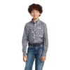 Ariat Boys Bo Classic Fit Carbon Blue Button Down Shirts 10040732 -Western Cowboy Equipment S22 BYS WEST 10040732 front