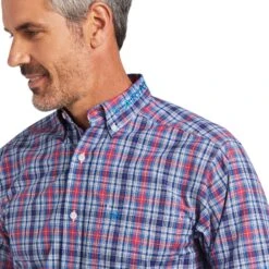 Ariat Men's Pro Team Brandon Fitted Long Sleeve Blue Depths Shirt 10039728 -Western Cowboy Equipment S22 MNS WEST 10039728 detail01