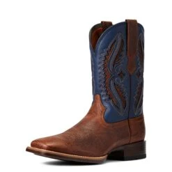 Ariat® Men's VentTEK™ 360° Rowder Tan & Blue Boots 10040238 -Western Cowboy Equipment S22 MNS WEST 10040238 3 4 front