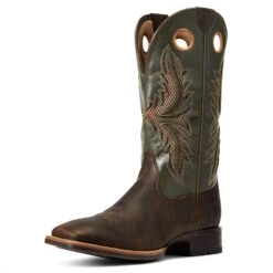 Ariat® Men's Toughy VentTek 360° Herd Brown/Leaf Green Boots 10040239 -Western Cowboy Equipment S22 MNS WEST 10040239 3 4 front