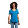 Ariat Ladies Element Saxony Blue Short Sleeve T-Shirt 10039418 1 Ariat Ladies Element Saxony Blue Short Sleeve T-Shirt 10039418 -Western Cowboy Equipment S22 WMS WEST 10039418 front 1