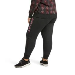 Ariat® Ladies R.E.A.L™ Logo Heather Charcoal Jogger Sweat Pants 10039790 -Western Cowboy Equipment S22 WMS WEST 10039790 back plus