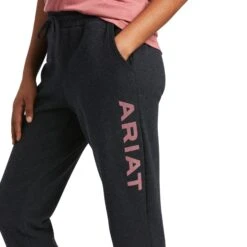 Ariat® Ladies R.E.A.L™ Logo Heather Charcoal Jogger Sweat Pants 10039790 -Western Cowboy Equipment S22 WMS WEST 10039790 detail01