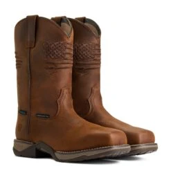 Ariat Ladies Anthem Patriot Waterproof Brown Square Toe Boots 10040369 11 Ariat Ladies Anthem Patriot Waterproof Brown Square Toe Boots 10040369 -Western Cowboy Equipment S22 WMS WEST 10040369 pair