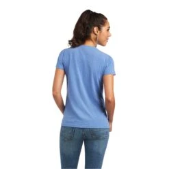Ariat Women's REAL Tropics Steerhead Blue T-Shirt 10040533 -Western Cowboy Equipment S22 WMS WEST 10040533 back