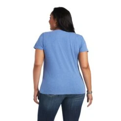 Ariat Women's REAL Tropics Steerhead Blue T-Shirt 10040533 -Western Cowboy Equipment S22 WMS WEST 10040533 back plus