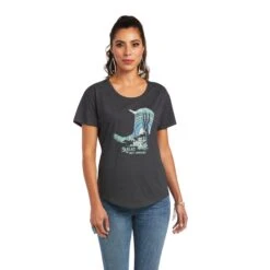 Ariat® Ladies Soaring Boot Charcoal Heather Graphic T-shirt 10040963