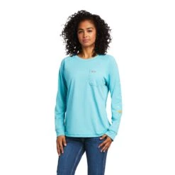 Ariat® Ladies Rebar Heat Fighter Blue Long Sleeve T-Shirt 10039210