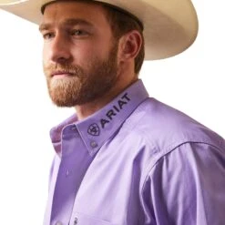 Ariat® Men's Team Logo Twill Violet Tulip Button Down Shirt 10043521 -Western Cowboy Equipment S23 MNS WEST 10043521 detail01
