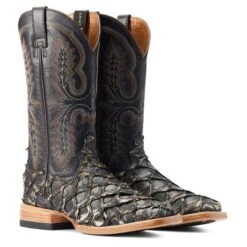 Ariat® Men's Deep Water Exotic Distressed Black Western Boots 10044420 -Western Cowboy Equipment S23 MNS WEST 10044420 pair