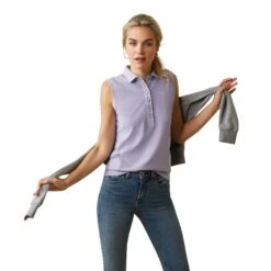 Ariat® Ladies Prix 2.0 Polo Heirloom Lilac Sleeveless Shirt 10043538 -Western Cowboy Equipment S23 WMS ENGL 10043538 front