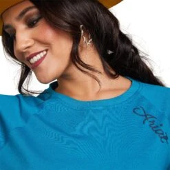 Ariat® Ladies R.E.A.L™ Ropey Shield Mosaic Blue T-Shirt 10043411 -Western Cowboy Equipment S23 WMS WEST 10043411 detail01 1