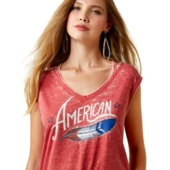 Ariat® Ladies All American Equestrian Red Tank Top 10045003 -Western Cowboy Equipment S23 WMS WEST 10045003 detail01
