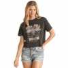 Rock & Roll® Ladies Boxy Eagle Graphic Black T-Shirt RRWT21RZNW -Western Cowboy Equipment Untitled987451321.31321