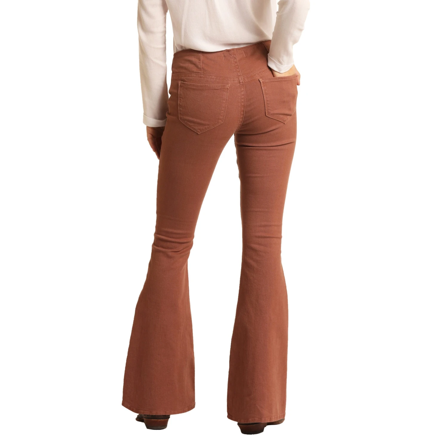 Rock & Roll Cowgirl Ladies Denim Dusty Rose Bargain Bell Jean W1P6156 3 Rock & Roll Cowgirl Ladies Denim Dusty Rose Bargain Bell Jean W1P6156