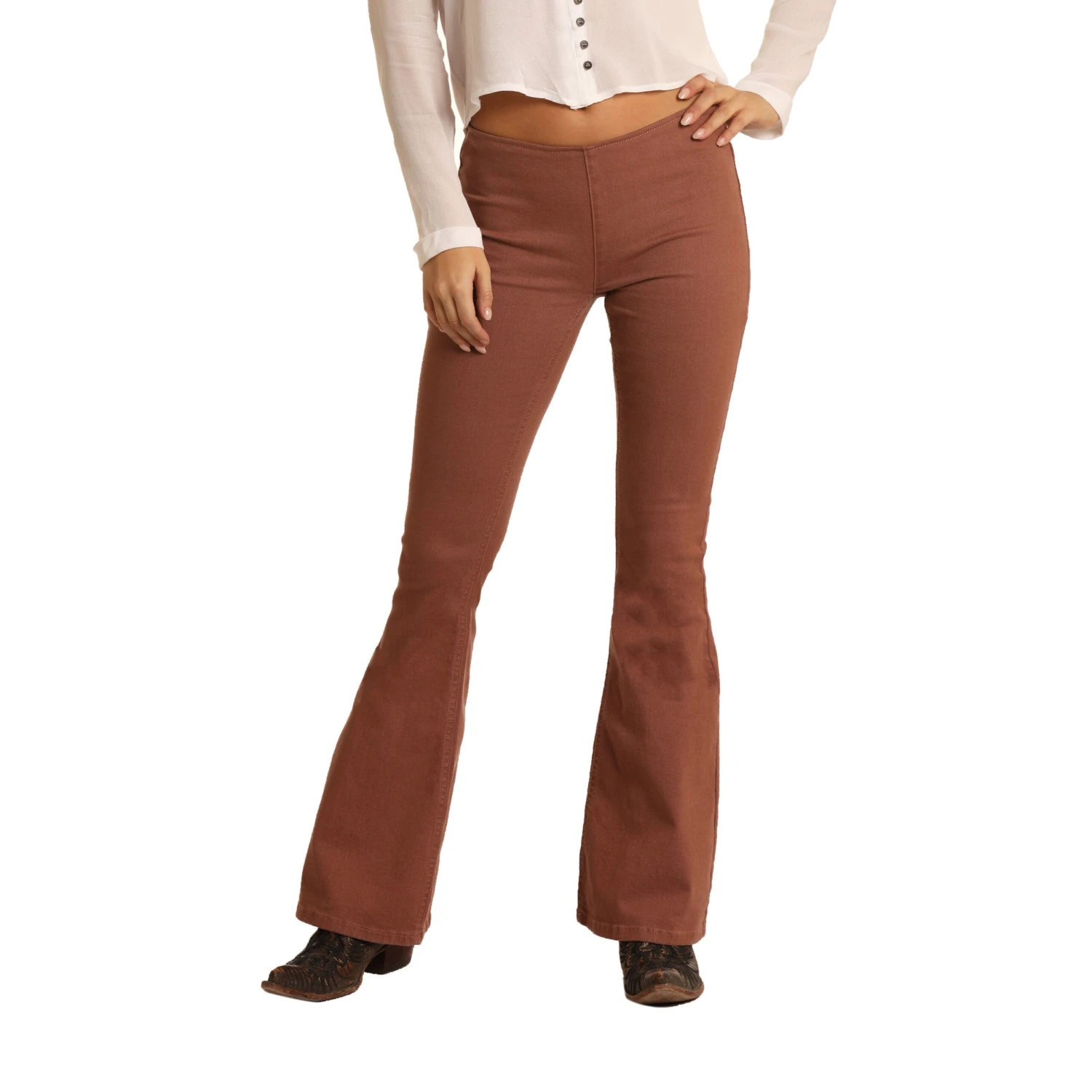 Rock & Roll Cowgirl Ladies Denim Dusty Rose Bargain Bell Jean W1P6156 5 Rock & Roll Cowgirl Ladies Denim Dusty Rose Bargain Bell Jean W1P6156 - Image 3