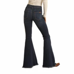 Rock & Roll Cowgirl Ladies Dark Wash Bargain Bell Bottoms WPB1657 -Western Cowboy Equipment WPB1657 B