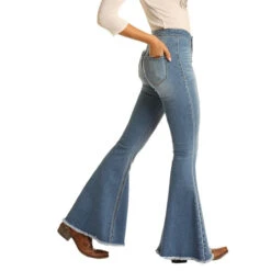 Rock & Roll Denim Ladies Bargain Bell Bottom High Rise Jeans WPB8177 -Western Cowboy Equipment WPB8177 A