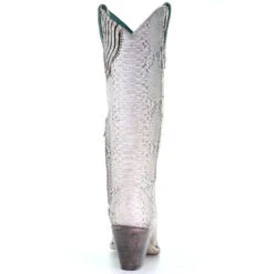 Corral Boots Corral Ladies Natural Python Zipper Tall Top Boots A3789 -Western Cowboy Equipment a3789back