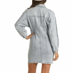 Rock & Roll Cowgirl Ladies Light Wash Long Sleeve Dress WD-3709 -Western Cowboy Equipment hgjgjhghjg