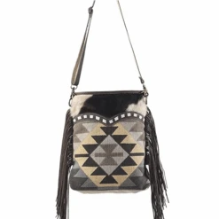 Olay Geometric Rug Woven With Cowhide & Fringe Crossbody Bag LB267 -Western Cowboy Equipment lb2672