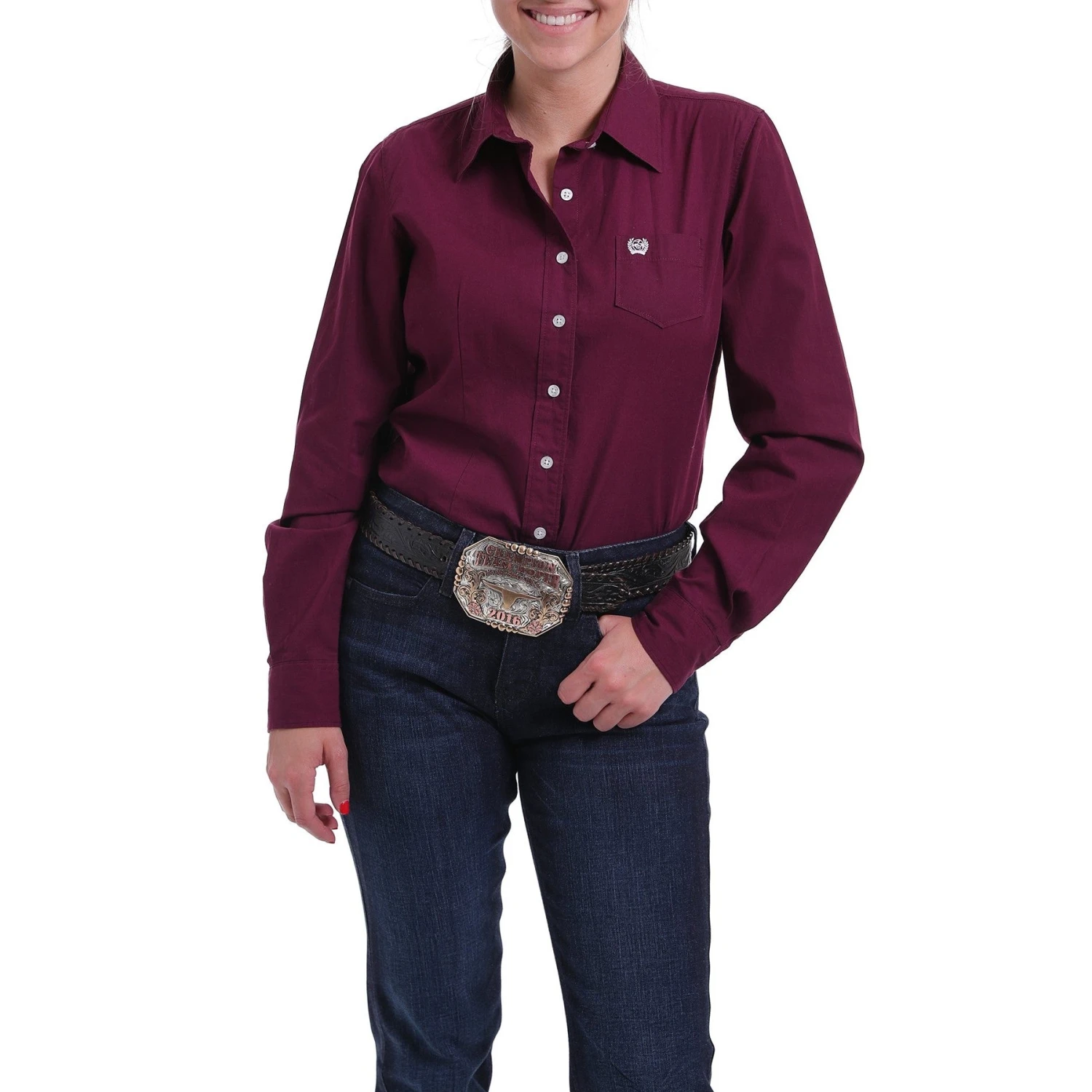 Cinch Ladies Solid Burgundy Western Button Down Shirt MSW9164030 3 Cinch Ladies Solid Burgundy Western Button Down Shirt MSW9164030