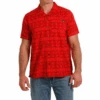 Cinch Men's Red Geometric Stripe Camp Shirt MTW1401033 -Western Cowboy Equipment red1