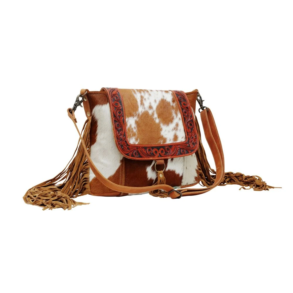 Myra Bag Ladies Blaze Handtooled Hairon Bag S-6220 5 Myra Bag Ladies Blaze Handtooled Hairon Bag S-6220 - Image 3