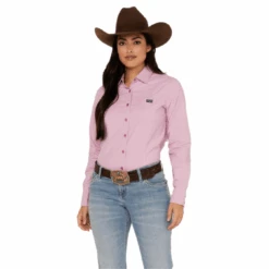 Kimes Ranch® Ladies Linville Solid Lilac Button Down Shirt S22-121212