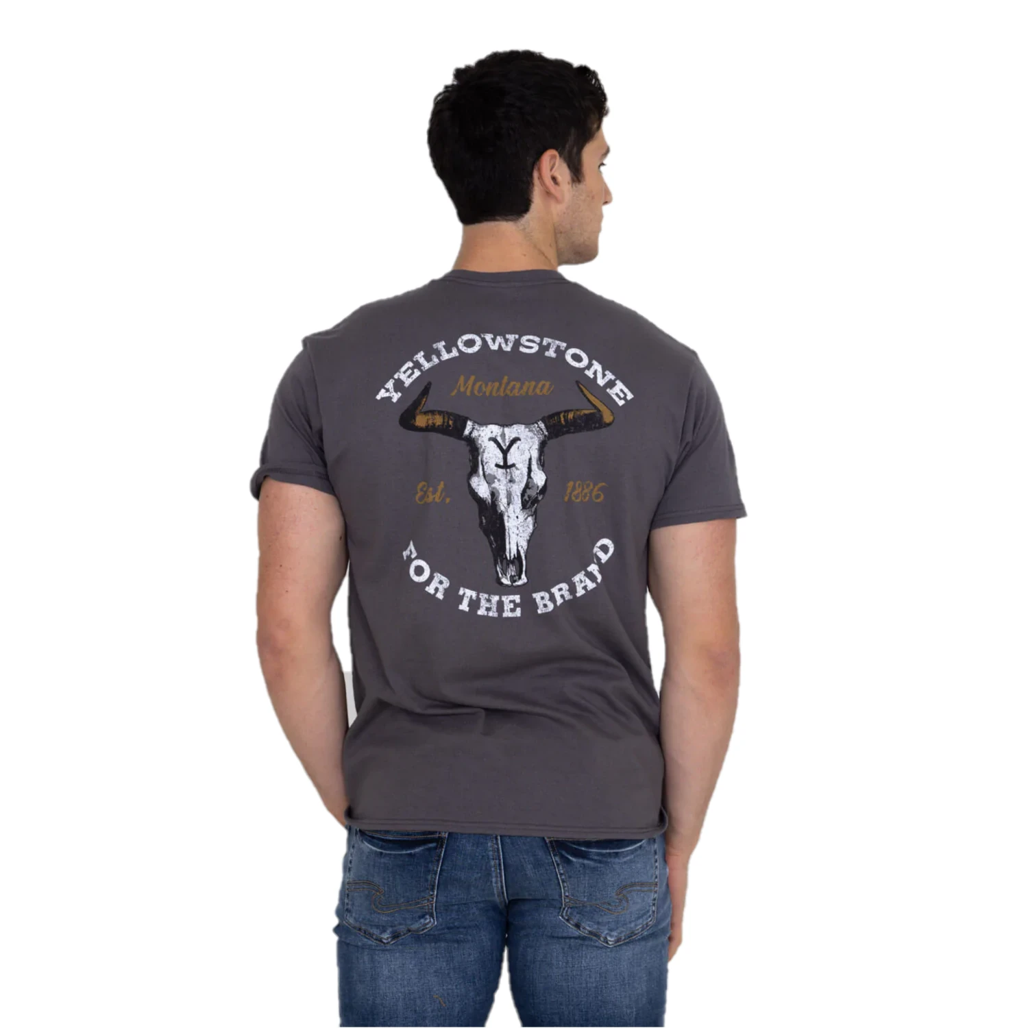 Yellowstone "For The Brand" Steer Skull Charcoal Graphic Tee 66-331-183 3 Yellowstone "For The Brand" Steer Skull Charcoal Graphic Tee 66-331-183