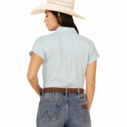 Kimes Ranch Ladies Ranchester Turquoise Button Up Shirt RANCH-TURQ -Western Cowboy Equipment turq back