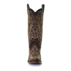 Corral Boots Corral Ladies Honey Brown Floral Snip Toe Western Boots Z5016 -Western Cowboy Equipment unnamed 16