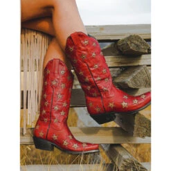 Black Star Ladies Western Marfa Snip Toe Red Bone Boots WBSN001 -Western Cowboy Equipment wbsn001